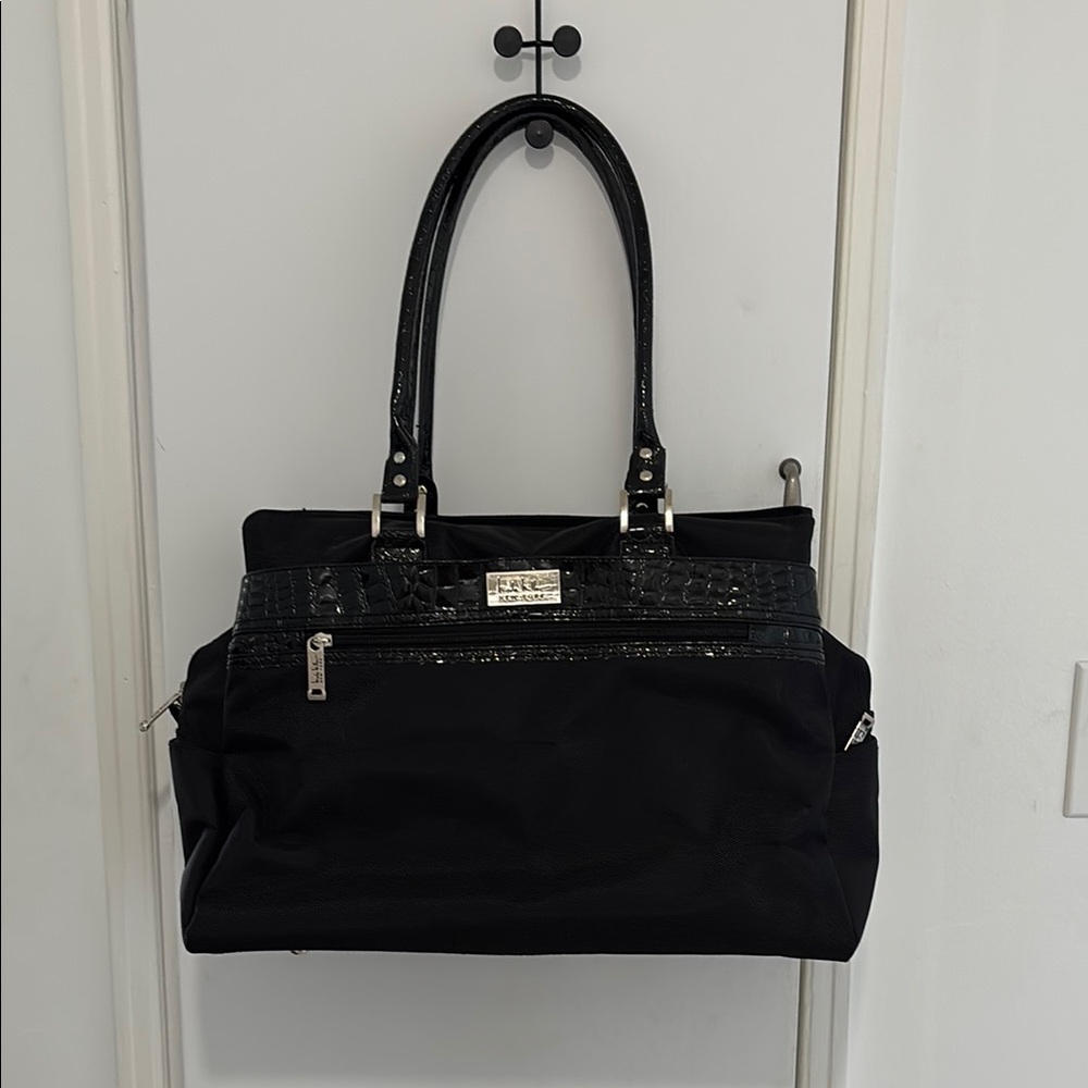 Nicole Miller Black Textured Tote